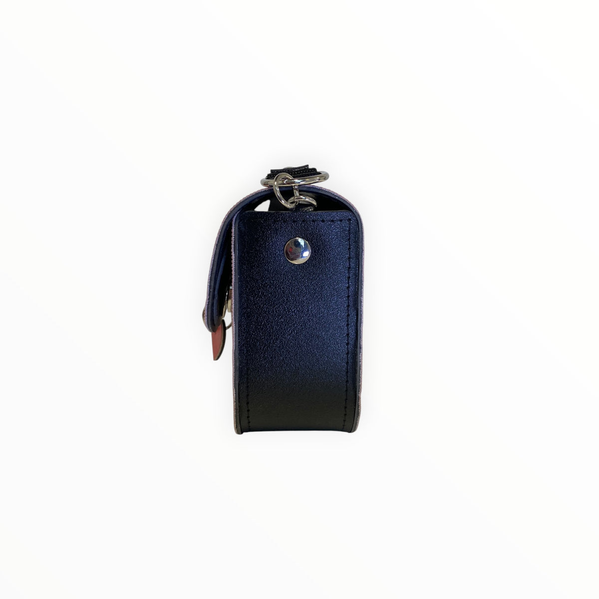 Borsa Chicca Mini TOOitaly vista laterale con tracolla in cordura e dettagli neri
