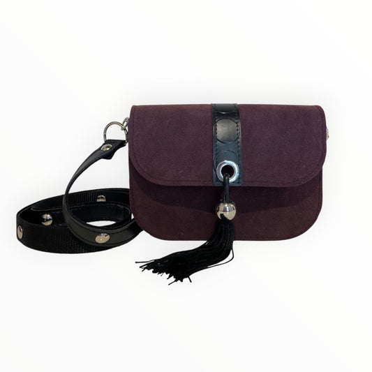 Borsa Chicca Mini Bordeaux in Alcantara vista frontale