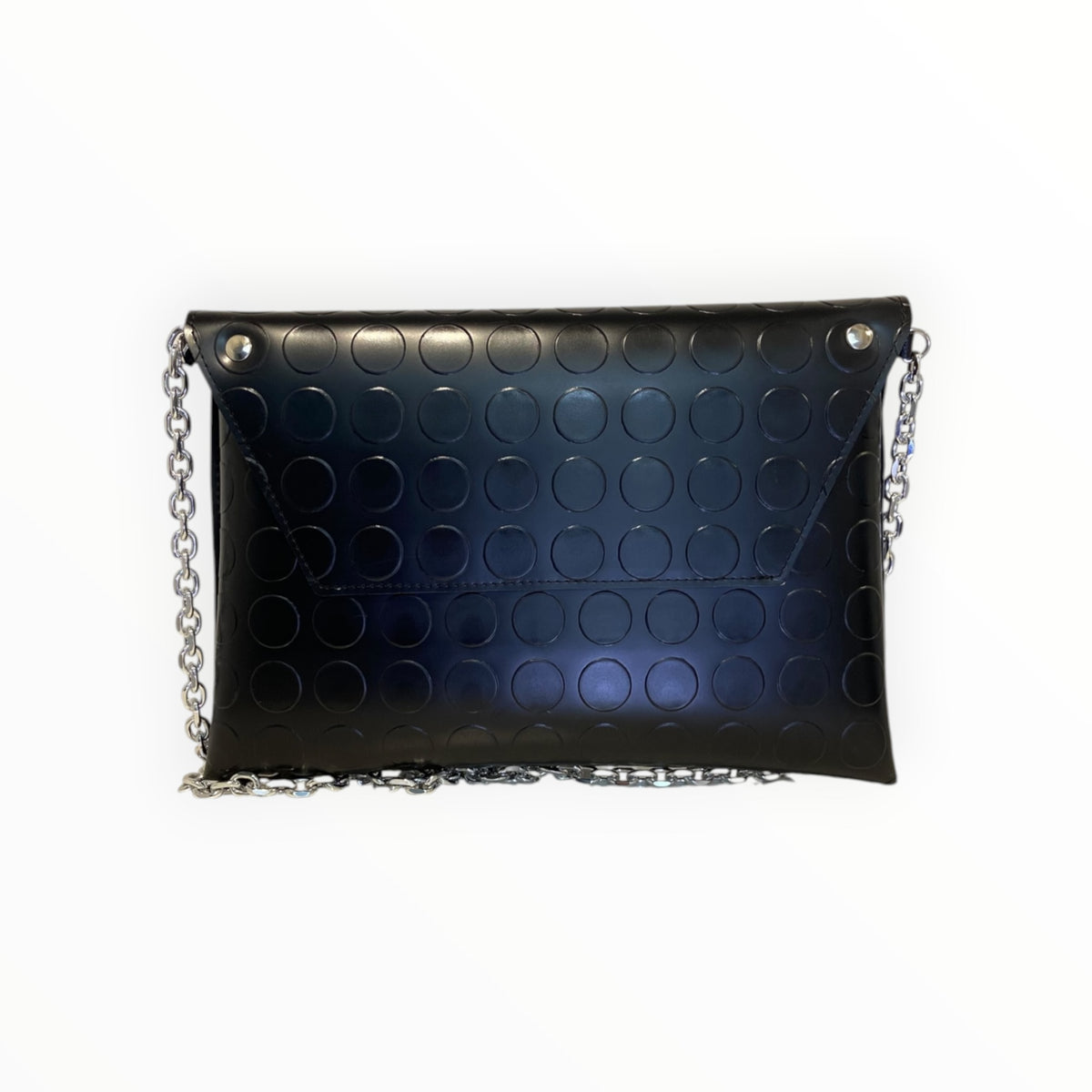 Borsa clutch in PVC bullonato vista laterale