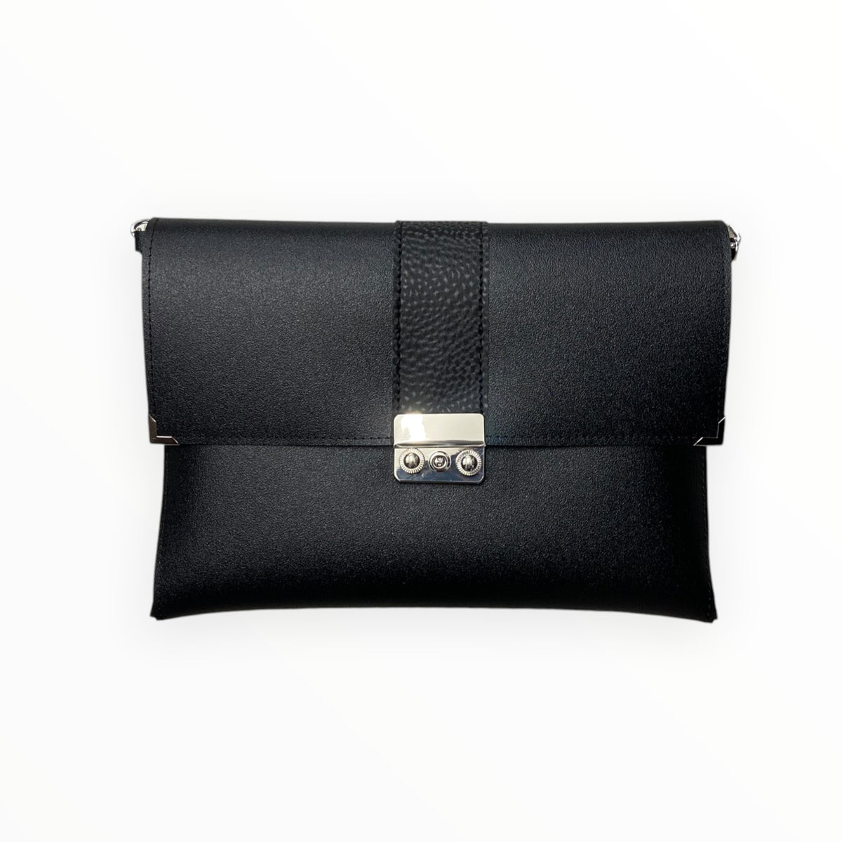 Clutch Basic Satinata TOOitaly in PVC nero vista frontale