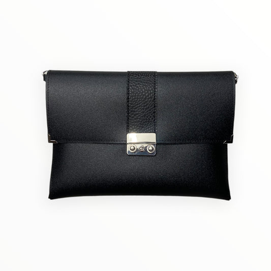 Clutch Basic Satinata TOOitaly in PVC nero vista frontale