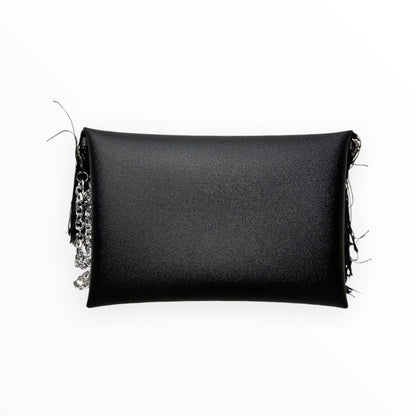 Clutch nera TOOitaly vista posteriore in PVC satinato
