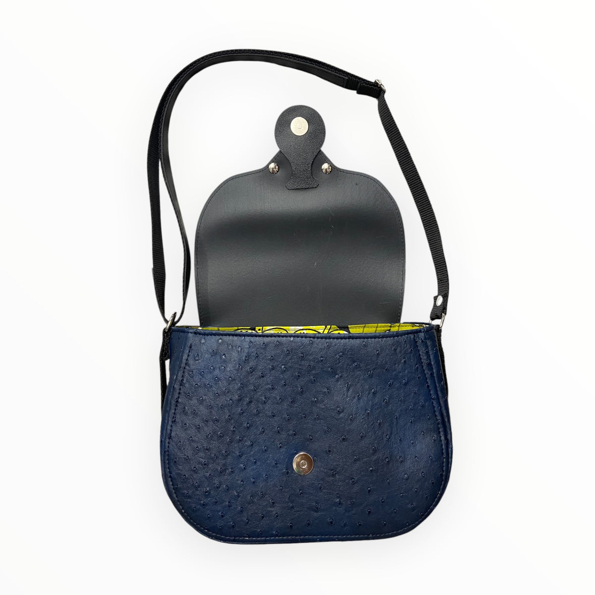 Interno borsa Everyday blu effetto struzzo con fodera in cotone originale africano