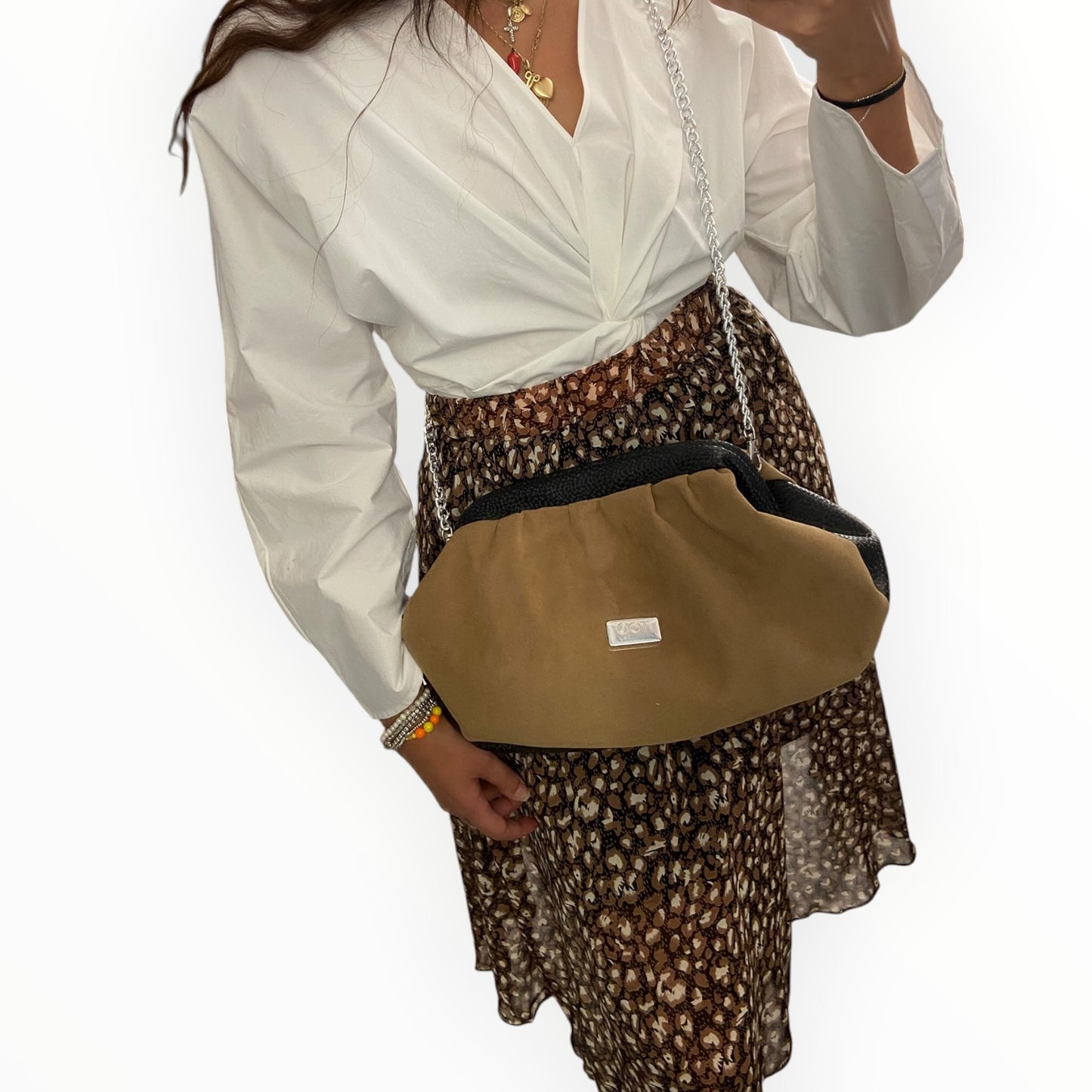 Borsa Fluffy in Alcantara e Pelle Diamantata | Tooitaly