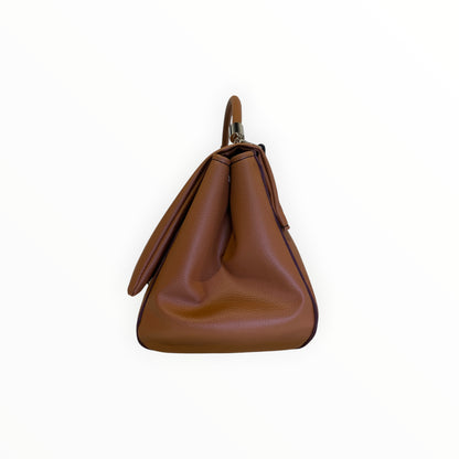 Dettaglio laterale borsa Miura Maxi con bordino in Alcantara bordeaux