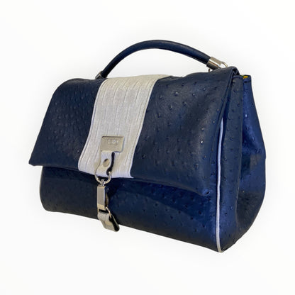 Borsa a tracolla blu Made in Italy Miura Maxi