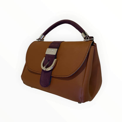 Miura Mini borsa cuoio in pelle artificiale con fascia in Alcantara bordeaux

