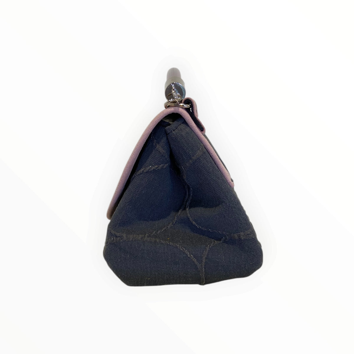 Miura Mini borsa grigia vista laterale con tessuto circolare a rilievo