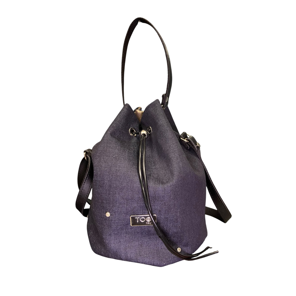 Borsa Secchiello in Jeans Blu con Micro Cristalli | TOOitaly