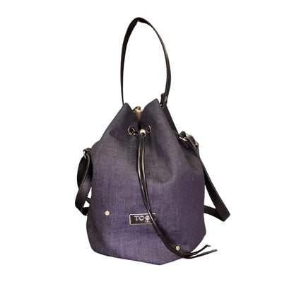 Borsa Secchiello in Jeans Blu con Micro Cristalli | Tooitaly