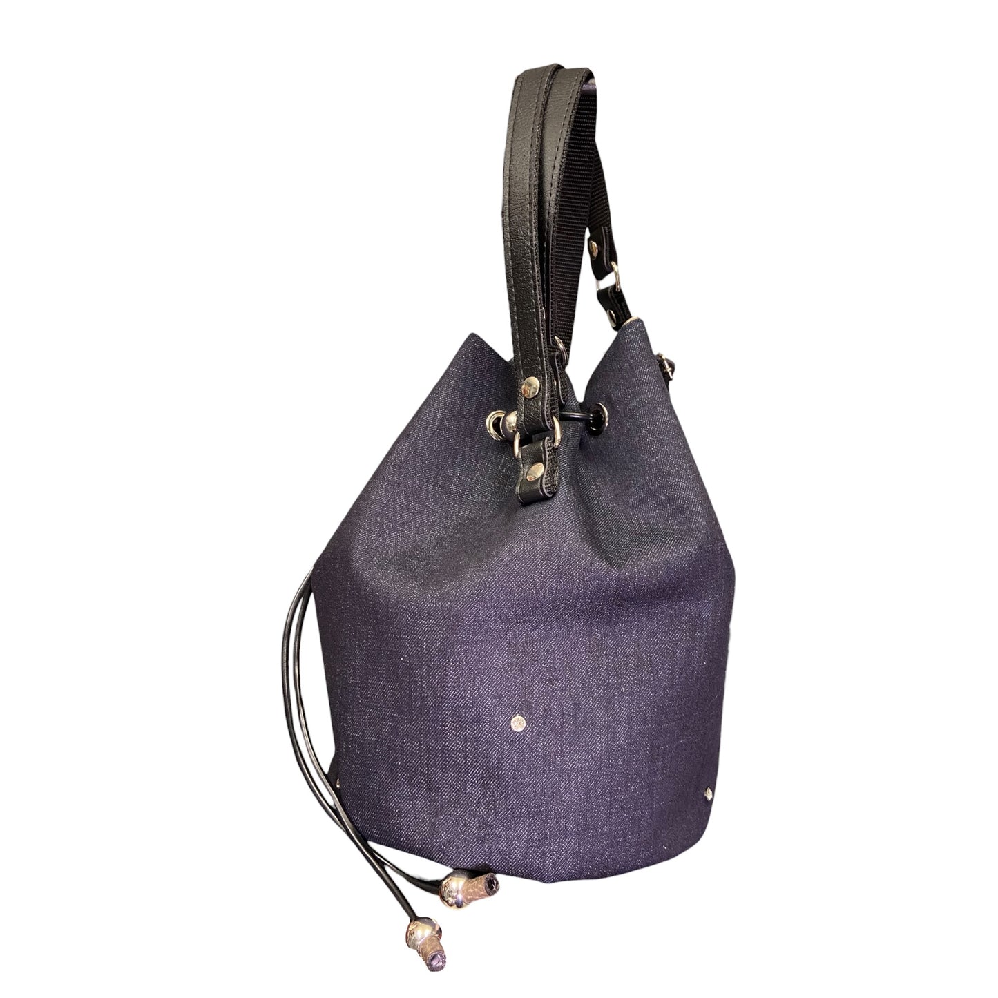 Borsa Secchiello in Jeans Blu con Micro Cristalli | Tooitaly