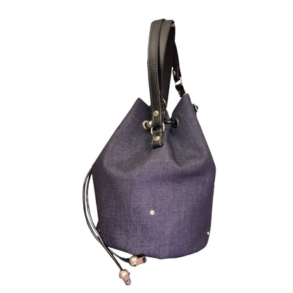 Borsa Secchiello in Jeans Blu con Micro Cristalli | Tooitaly