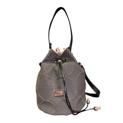 Borsa secchiello donna in tessuto canna di fucile con motivo geometrico a rilievo Tooitaly

