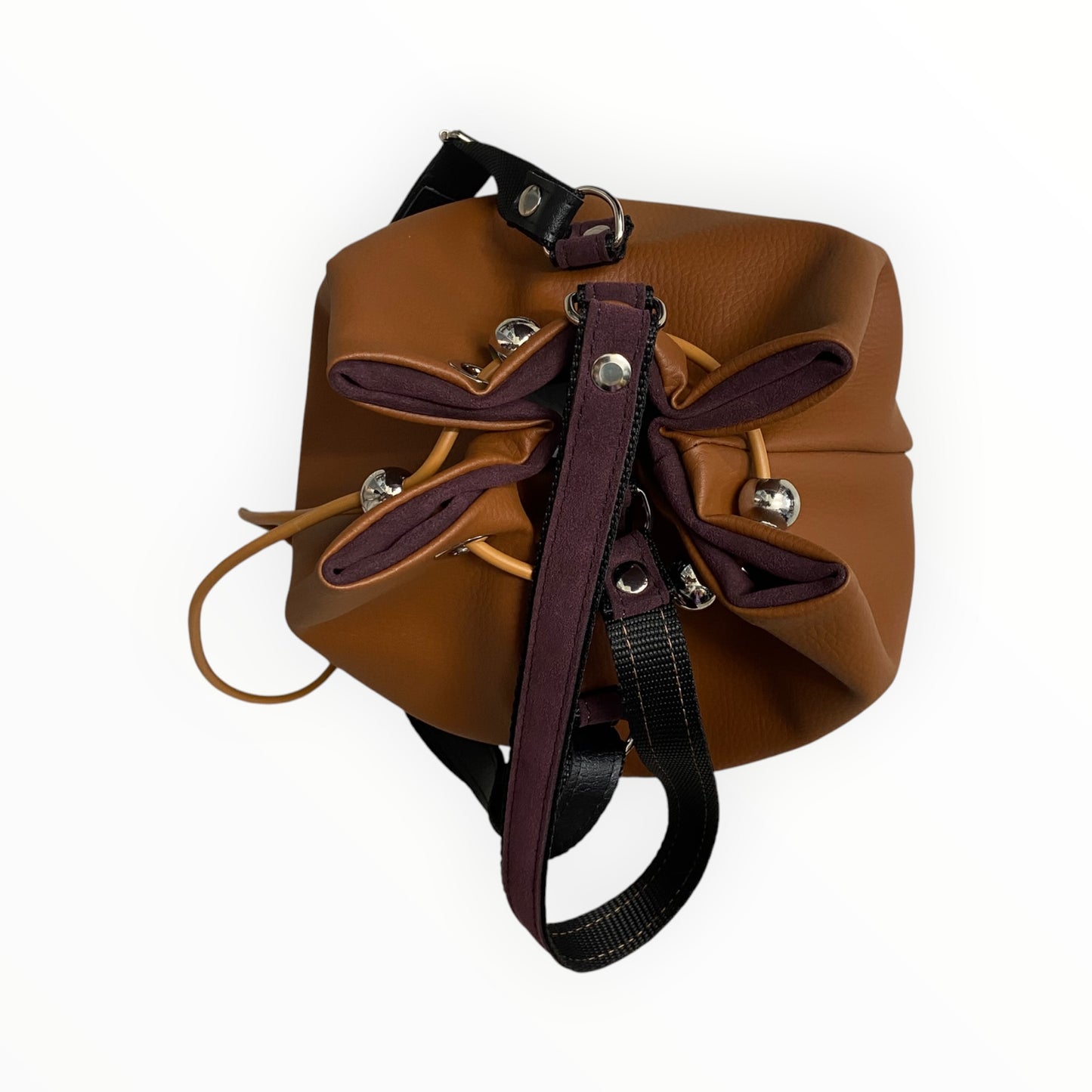  Borsa donna color cuoio con chiusura a coulisse Tooitaly

