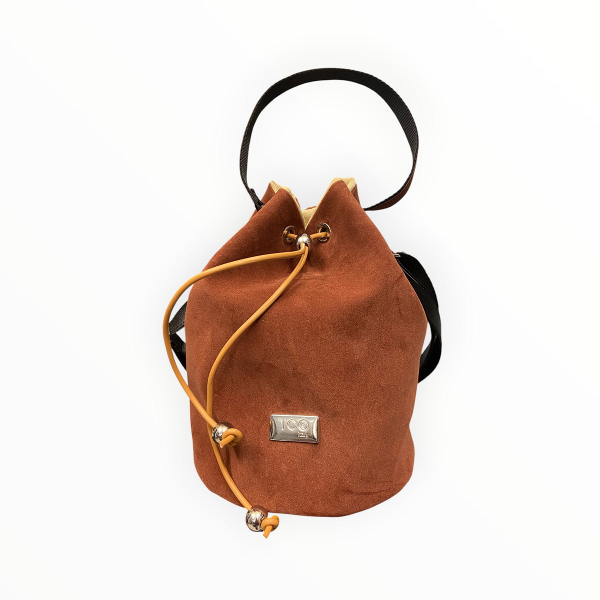 Borsa secchiello mattone TOOitaly effetto velluto con dettagli metallici