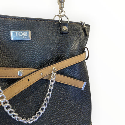 
Shopper nera donna Tooitaly vista dall'alto con chiusura zip
