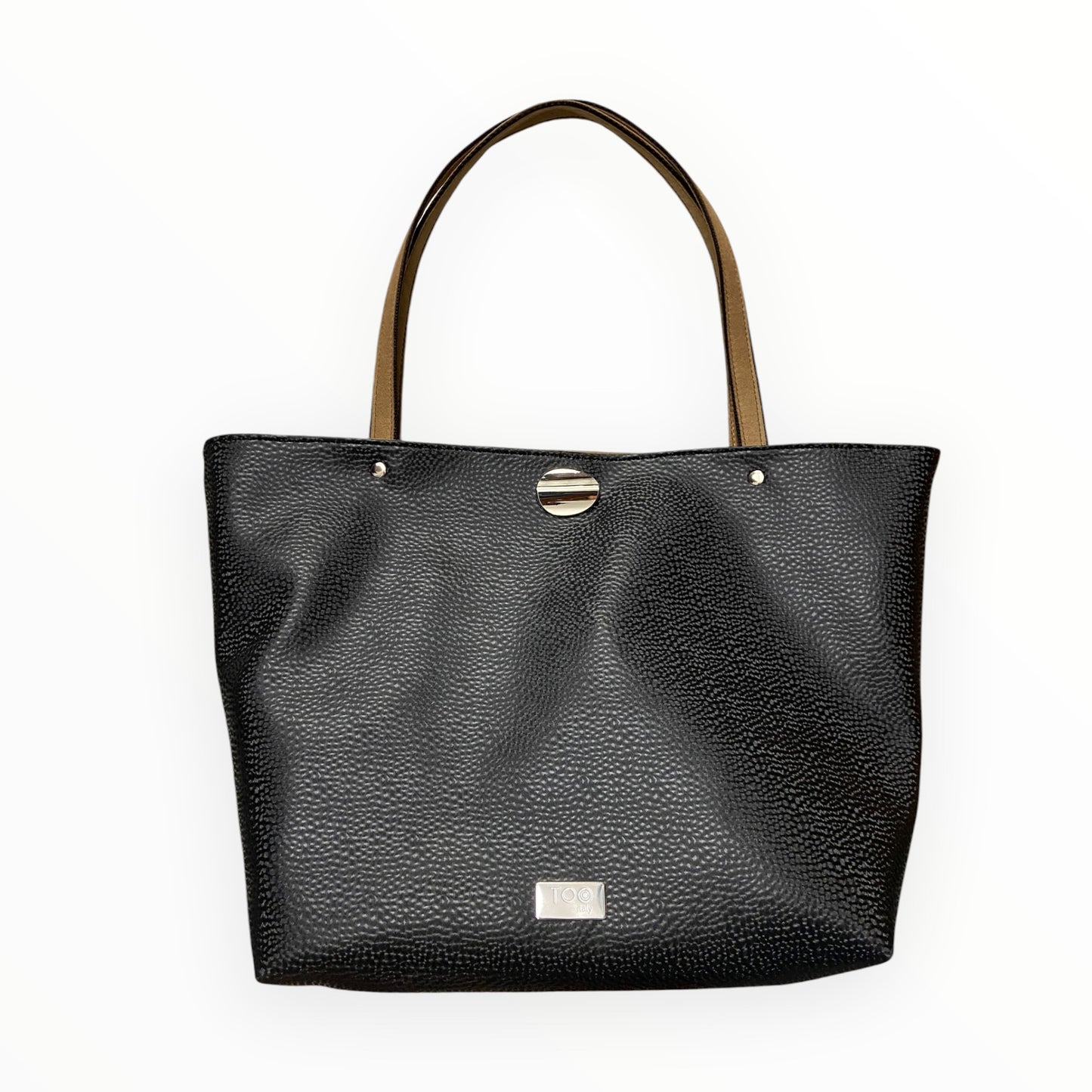 Borsa tote donna nera in pelle artificiale con chiusura gioiello Tooitaly

