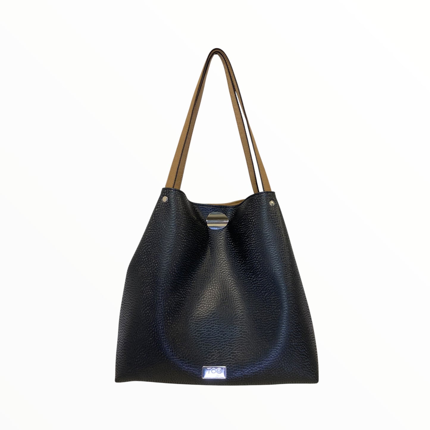 Borsa tote donna nera in pelle artificiale con chiusura gioiello Tooitaly

