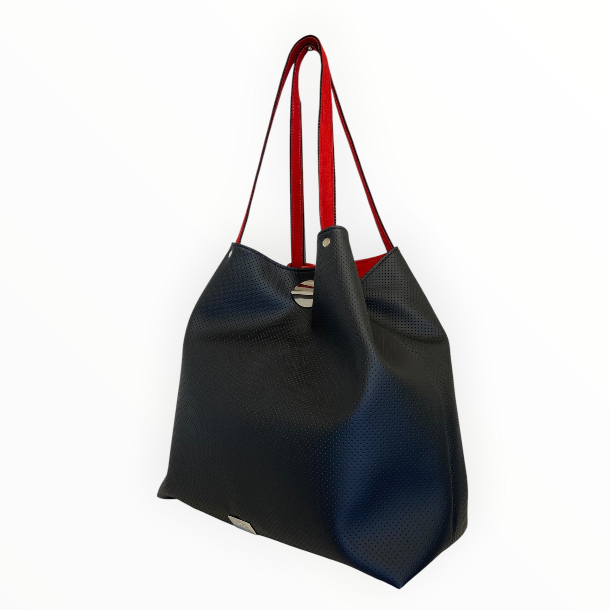 
Borsa tote nera con manici rossi TOOitaly

