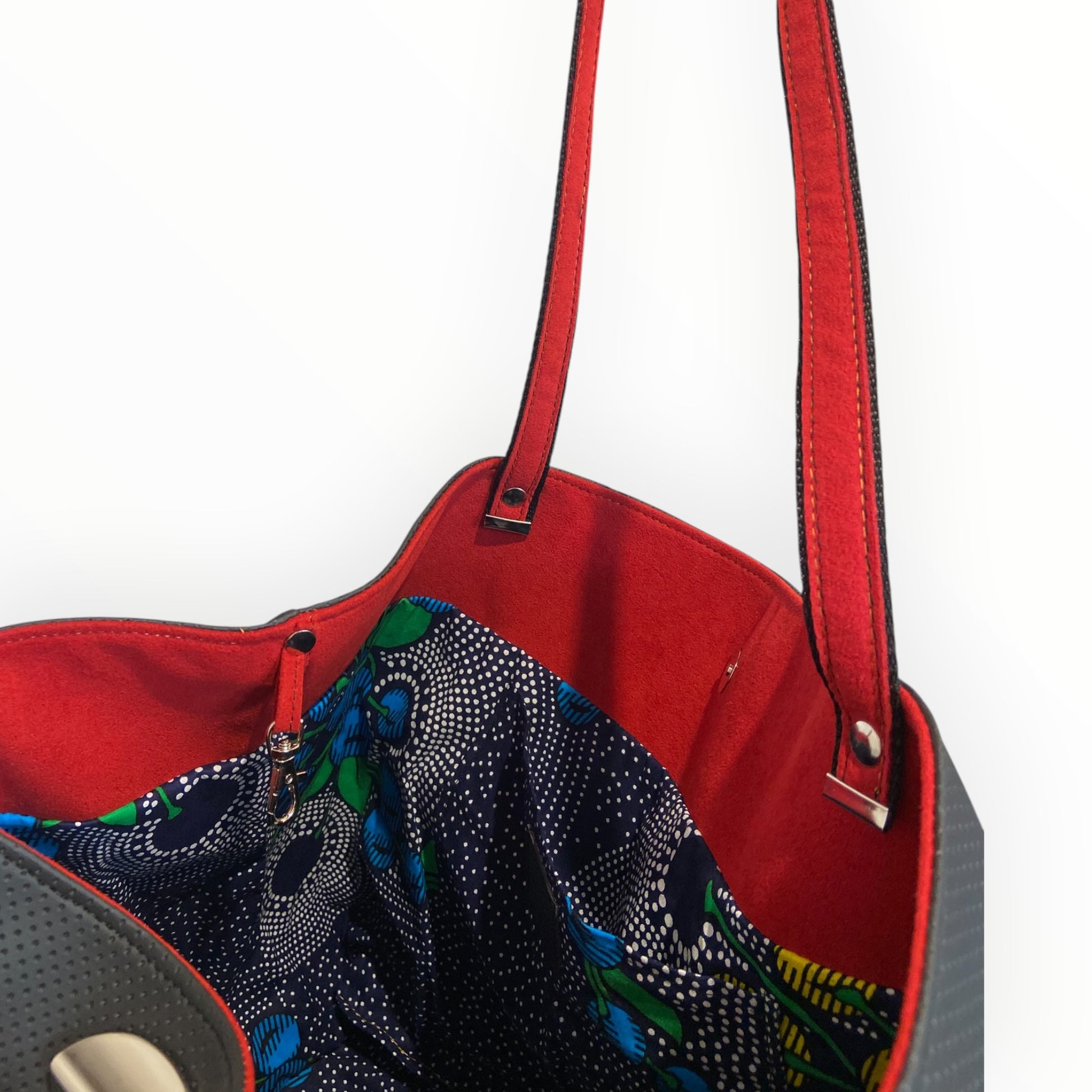
Borsa tote nera con manici rossi TOOitaly
