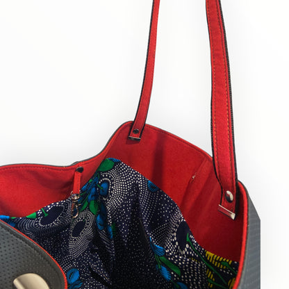 
Borsa tote nera con manici rossi TOOitaly
