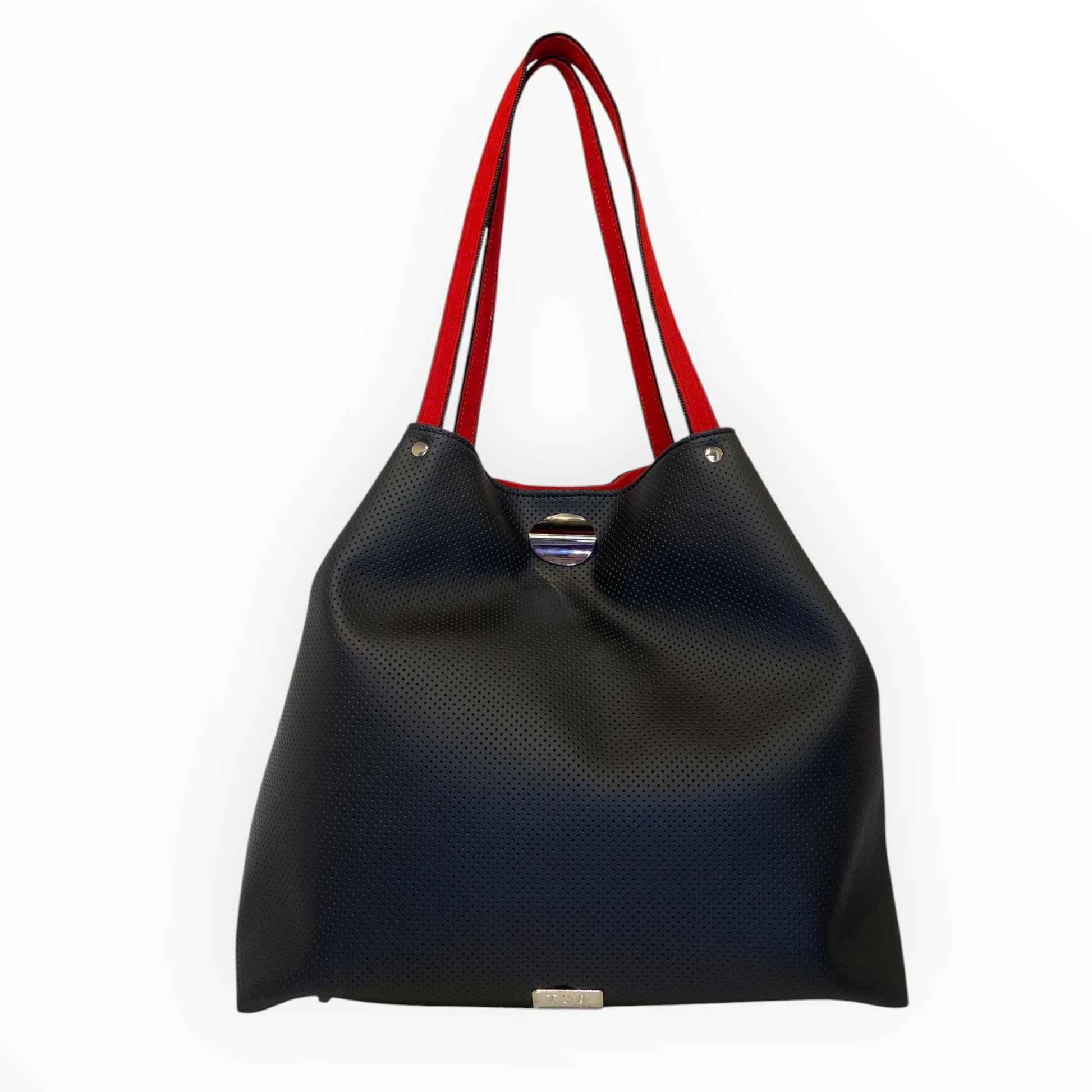 Borsa tote donna nera in pelle artificiale puntinata TOOitaly
