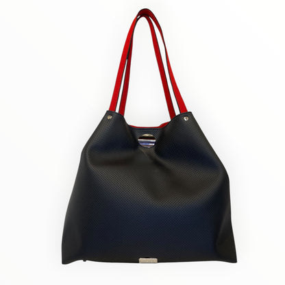 Borsa tote donna nera in pelle artificiale puntinata TOOitaly
