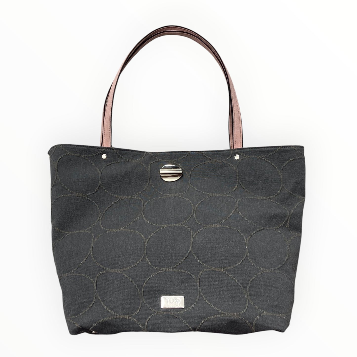 
Tote bag grigia donna con manici in Alcantara rosa