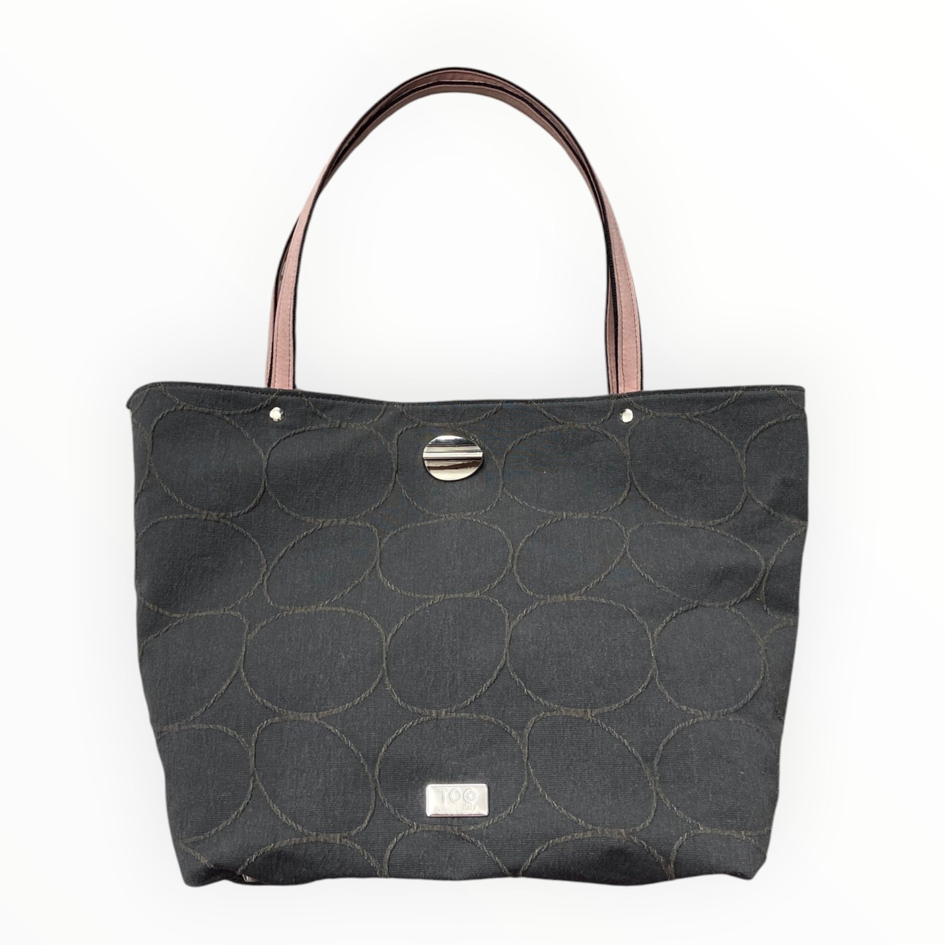 
Tote bag grigia donna con manici in Alcantara rosa