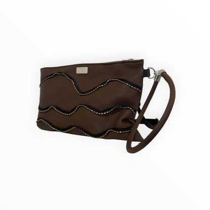 Pochette Maxi marrone TOOitaly vista dall'alto con chiusura a cerniera