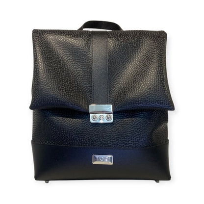 Zaino donna trasformabile Tre Terzi in pelle artificiale diamantata nero
