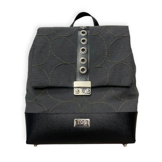 Zaino donna Tre Terzi in tessuto grigio con rilievi geometrici