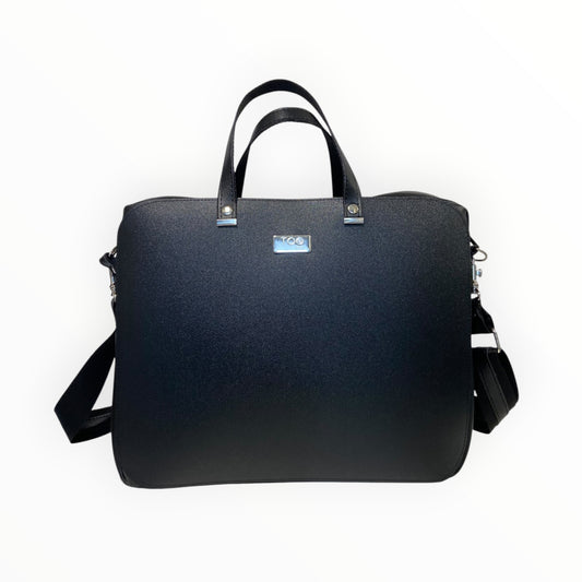 Work bag donna nera TOOitaly in PVC satinato con manici e tracolla