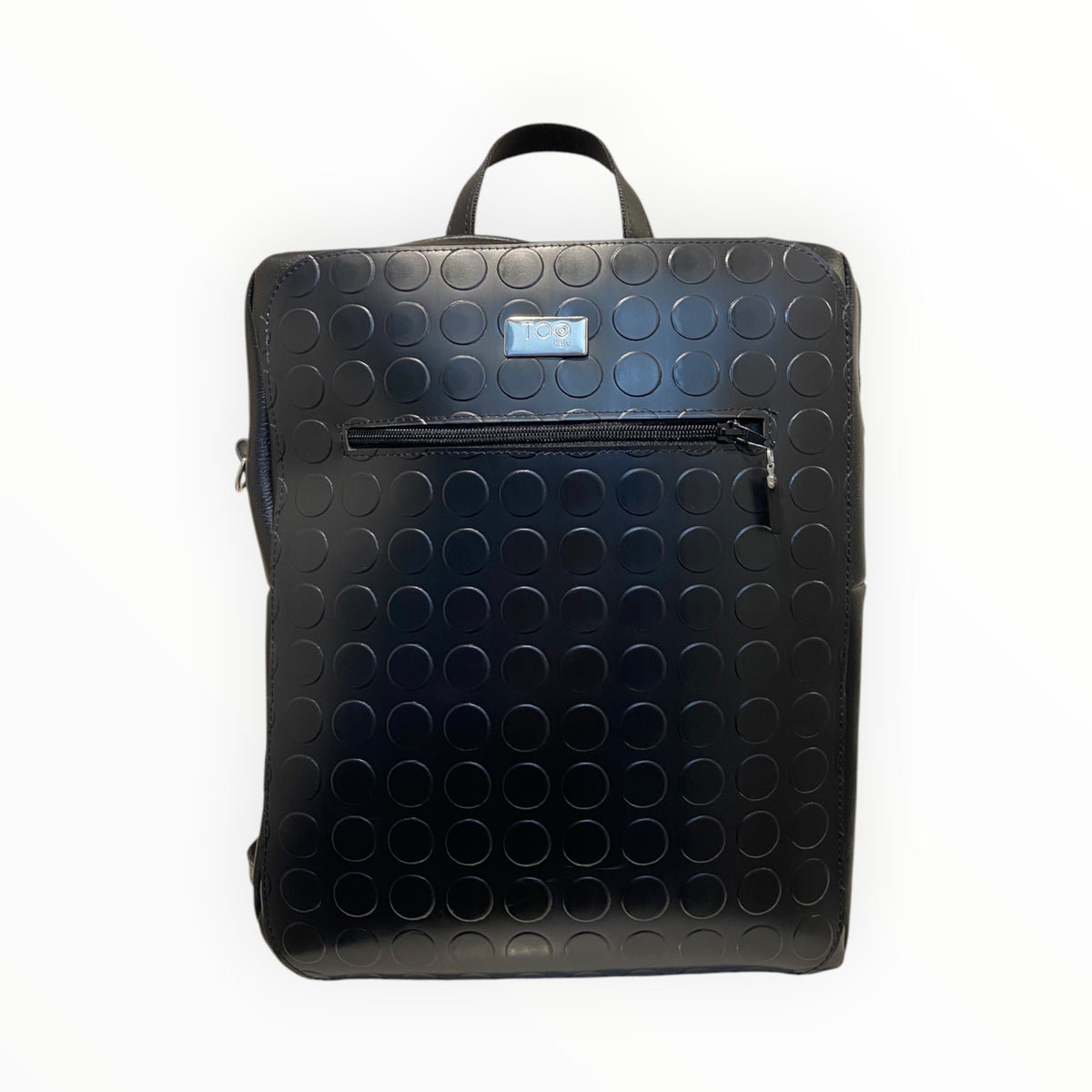 Zaino unisex nero TOOitaly in PVC bullonato con motivo circolare in rilievo