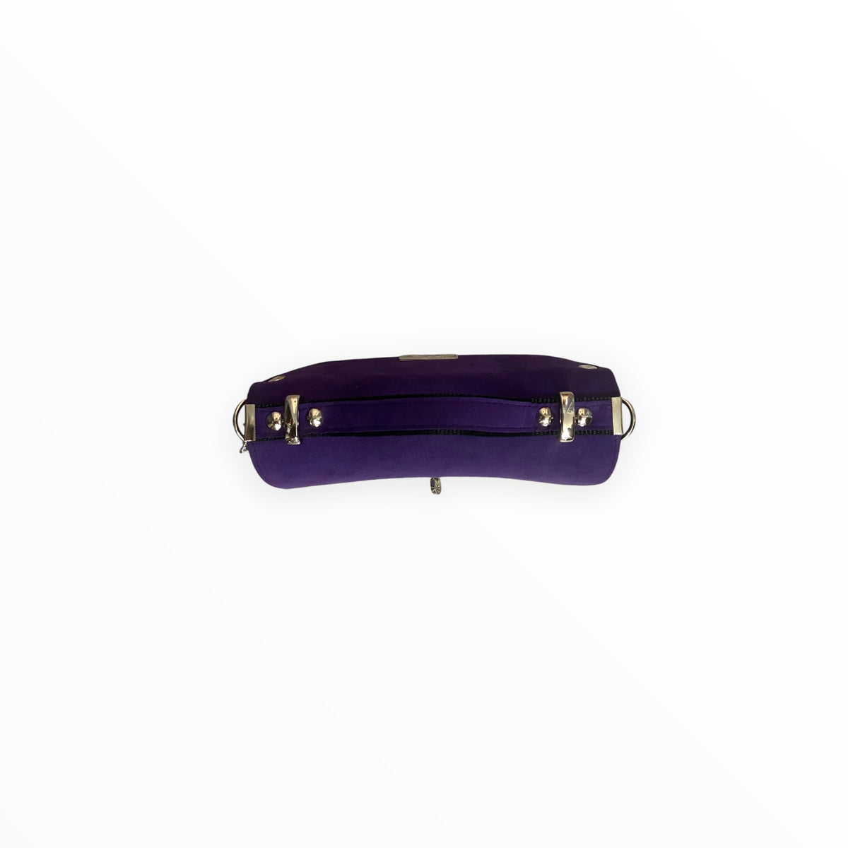 Mini borsa baguette viola in Alcantara con manico a mano