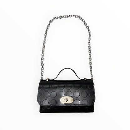 Borsa mini a mano e sotto spalla in PVC bullonato