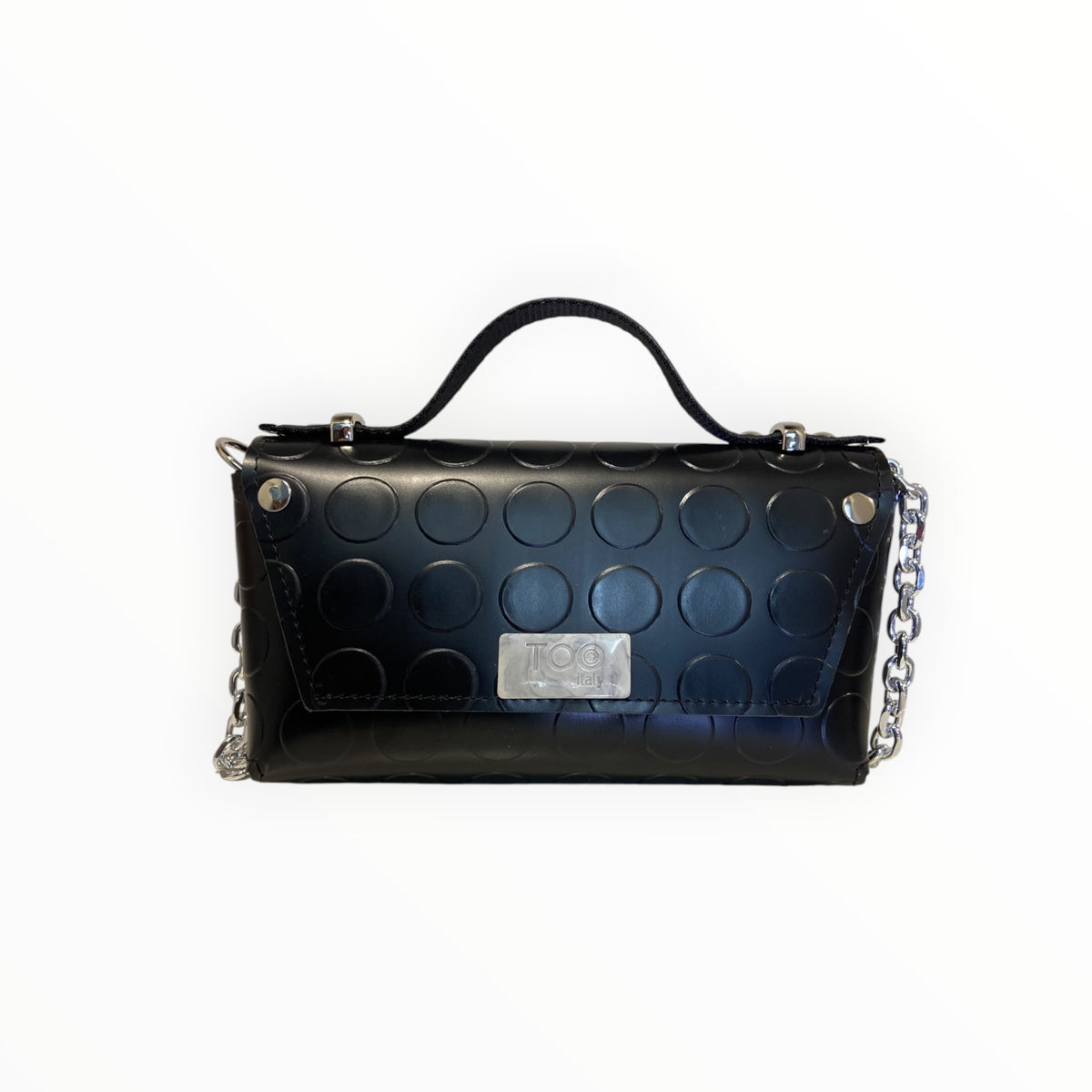 Dettaglio PVC bullonato nero Baguette Mini TOOitaly