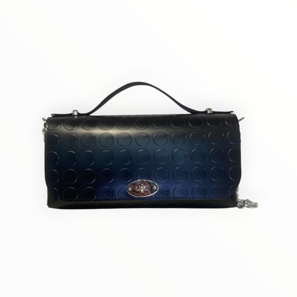 Borsa Baguette Maxi bullonata nera vista frontale