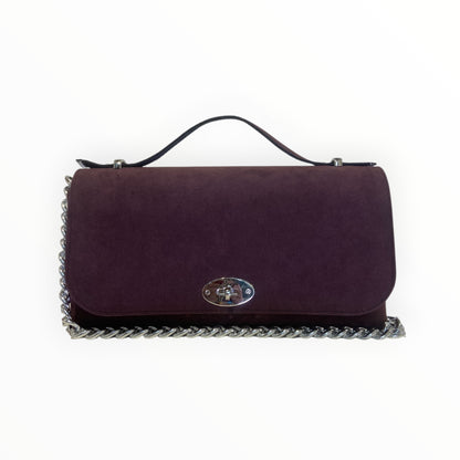 Borsa Baguette Maxi bordeaux in Alcantara vista frontale
