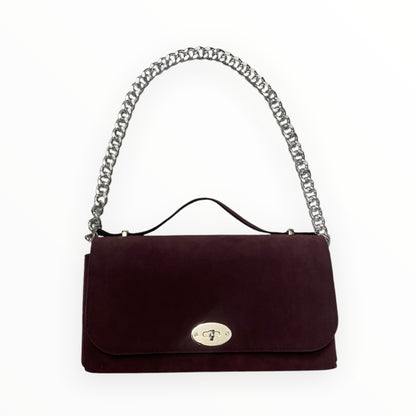 Baguette Maxi bordeaux con manico a mano e catena