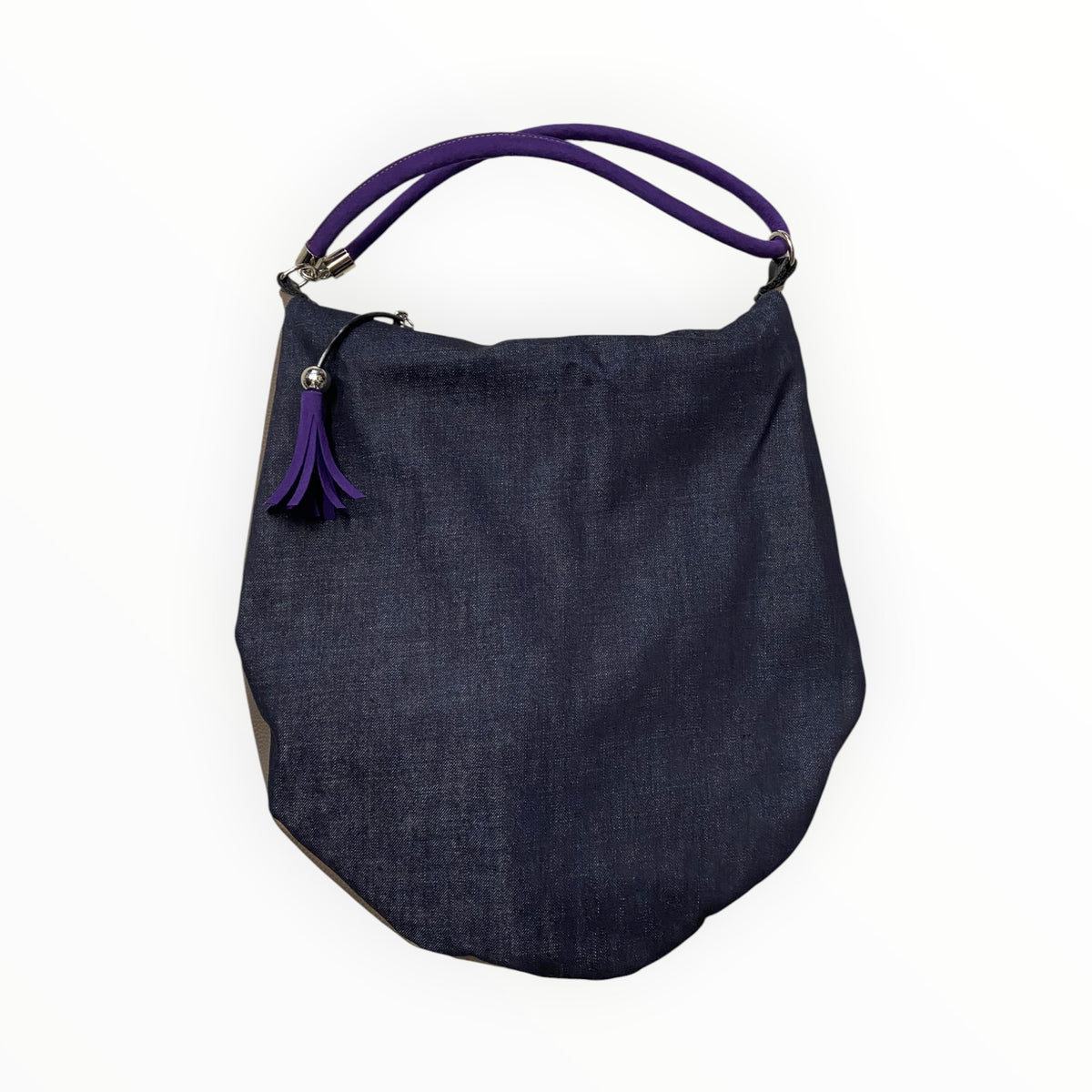 Borsa a spalla Hobo donna in jeans e pelle artificiale bronzo

