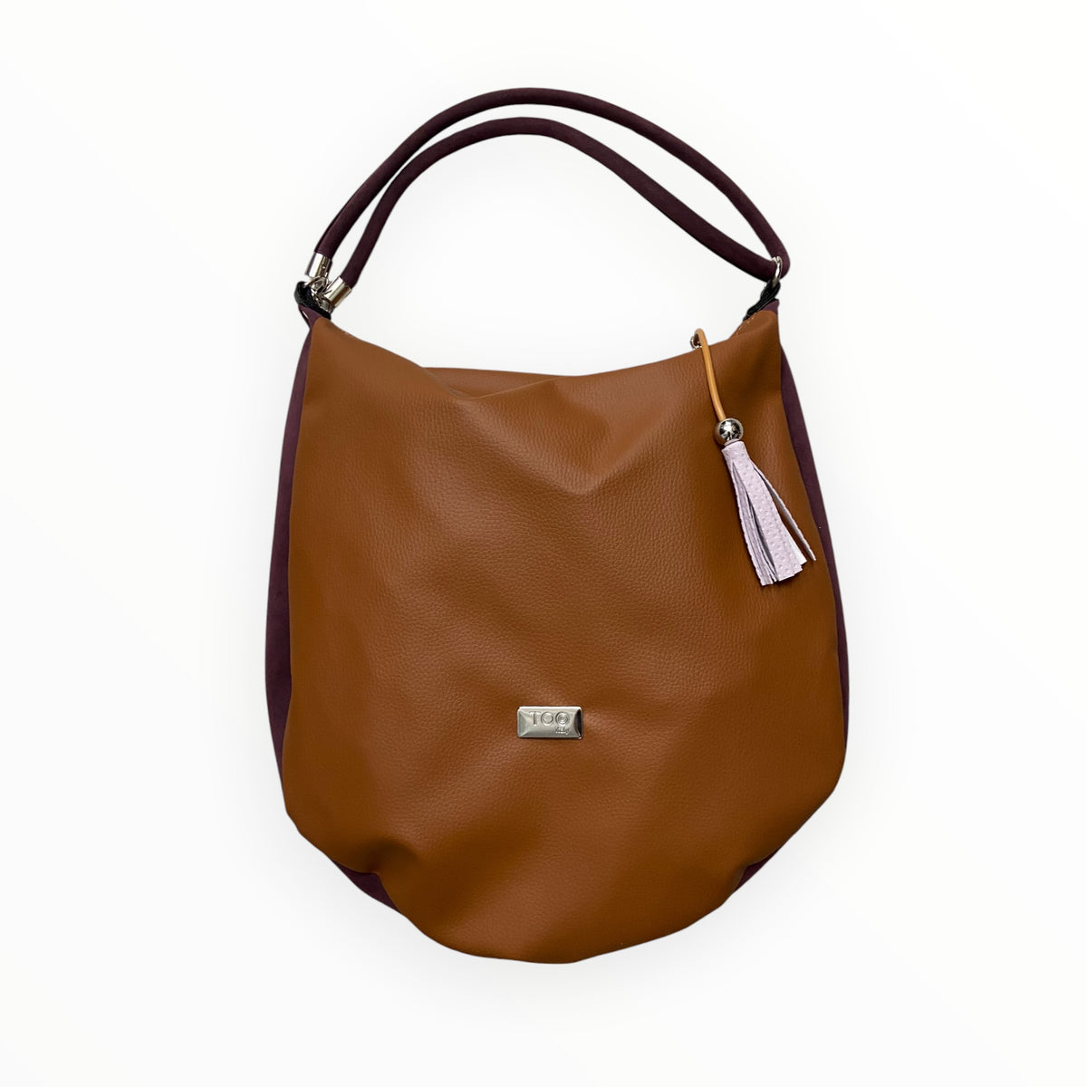 Hobo borsa a spalla donna in pelle artificiale cuoio e Alcantara bordeaux TOOitaly