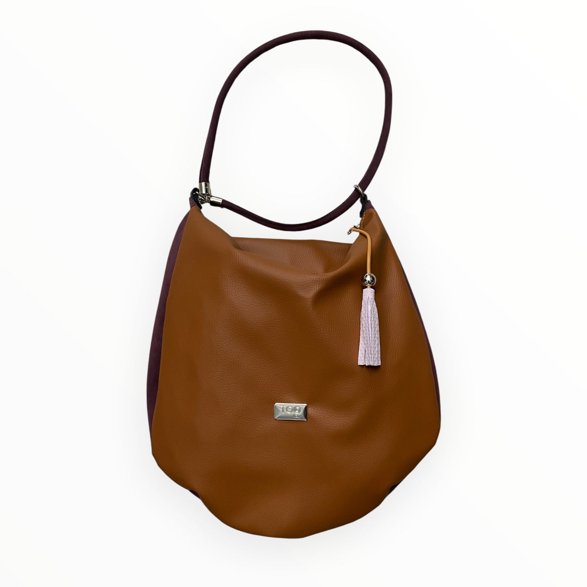 Hobo borsa a spalla donna in pelle artificiale cuoio e Alcantara bordeaux TOOitaly