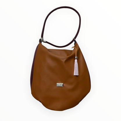 Hobo borsa a spalla donna in pelle artificiale cuoio e Alcantara bordeaux TOOitaly