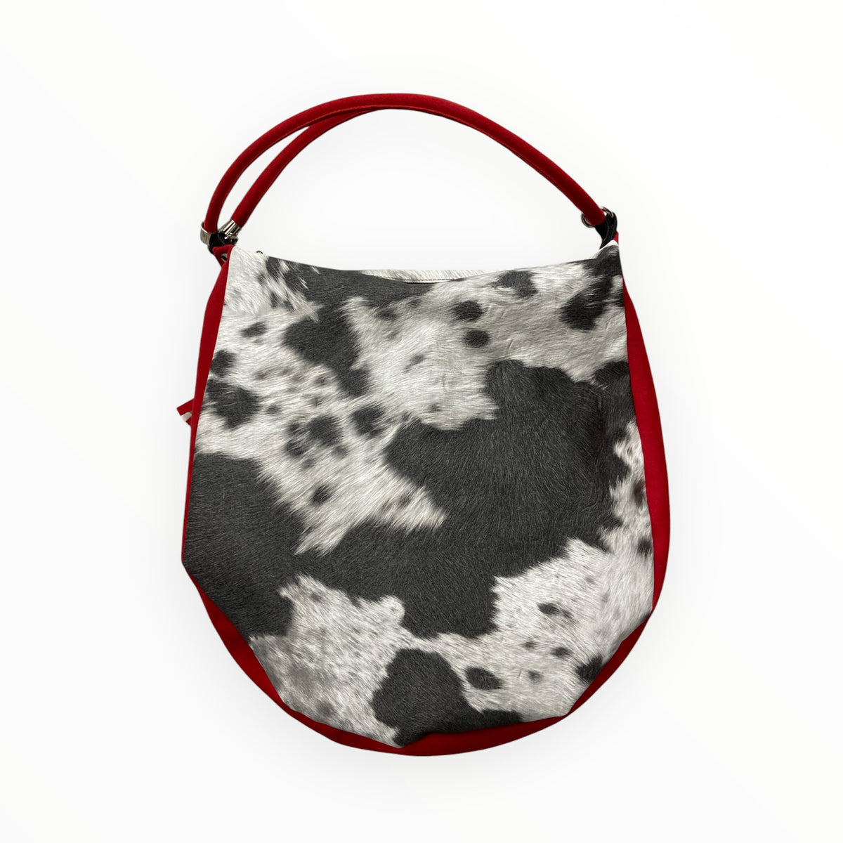 Borsa Hobo donna effetto cavallino bianco e nero vista posteriore