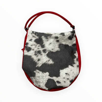 Borsa Hobo donna effetto cavallino bianco e nero vista posteriore