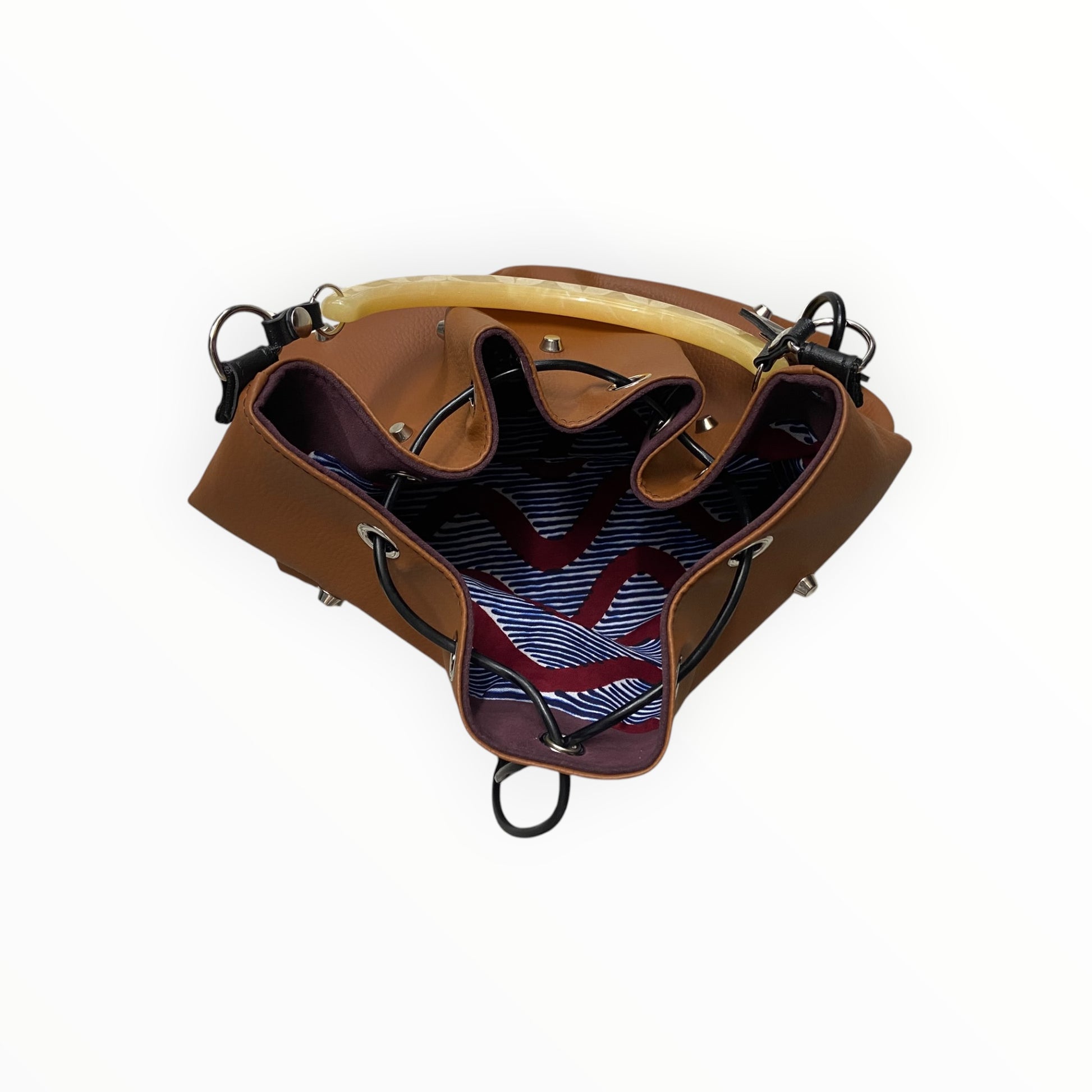 
Borsa secchiello donna Fiorentina color cuoio vista dall'alto
