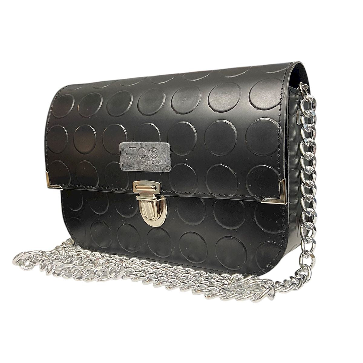 Chicca Maxi TOOitaly: Messenger Bag artigianale Made in Italy compatta in PVC bullonato con tracolla e dettagli in resina