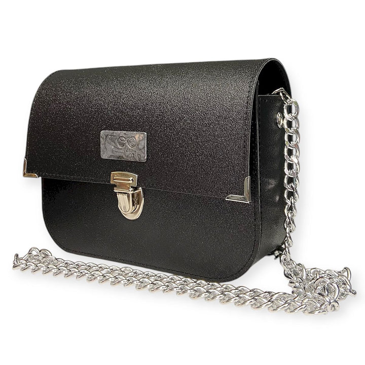 Chicca Maxi TOOitaly: Messenger Bag artigianale Made in Italy compatta in PVC satinato con tracolla e dettagli in resina