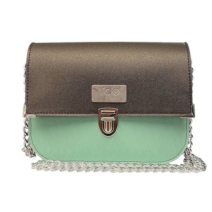 Chicca Maxi TOOitaly: Messenger Bag artigianale Made in Italy compatta in pelle artificiale con tracolla e dettagli in resina